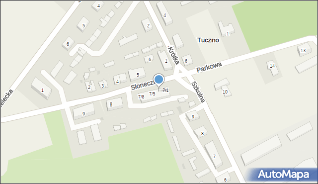 Tuczno, Słoneczna, 7/3, mapa Tuczno