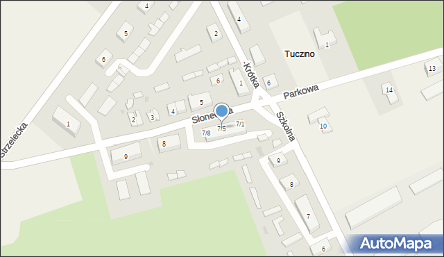 Tuczno, Słoneczna, 7/5, mapa Tuczno