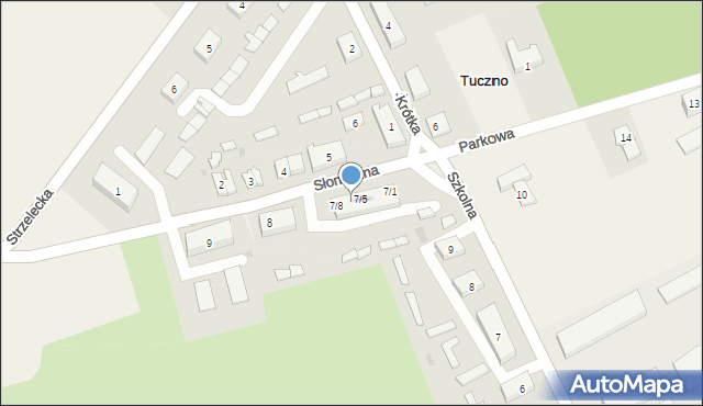 Tuczno, Słoneczna, 7/6, mapa Tuczno