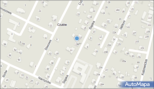 Tychy, Śląska, 13b, mapa Tychów