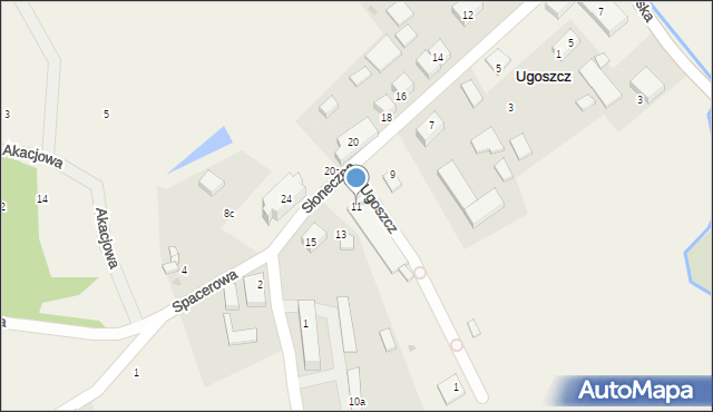 Ugoszcz, Słoneczna, 11, mapa Ugoszcz