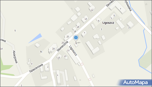 Ugoszcz, Słoneczna, 9, mapa Ugoszcz