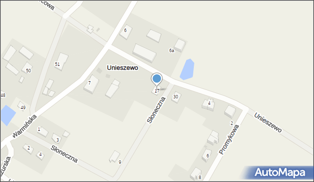 Unieszewo, Słoneczna, 17, mapa Unieszewo