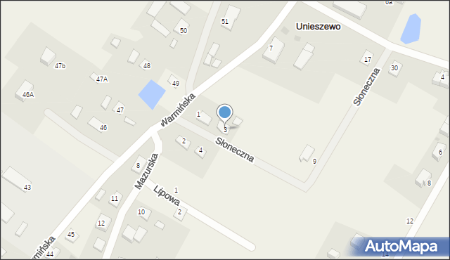 Unieszewo, Słoneczna, 3, mapa Unieszewo