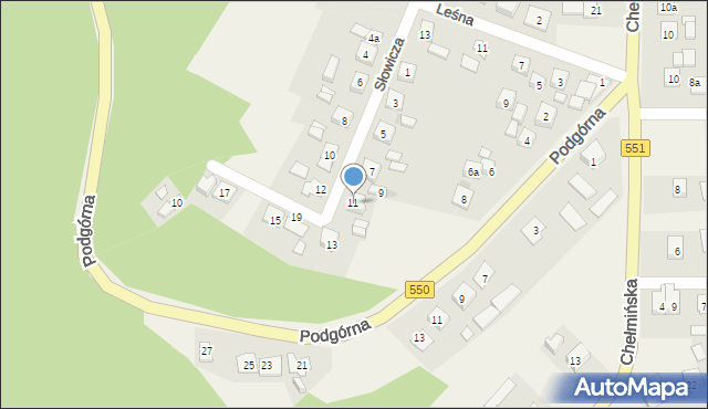 Unisław, Słowicza, 11, mapa Unisław