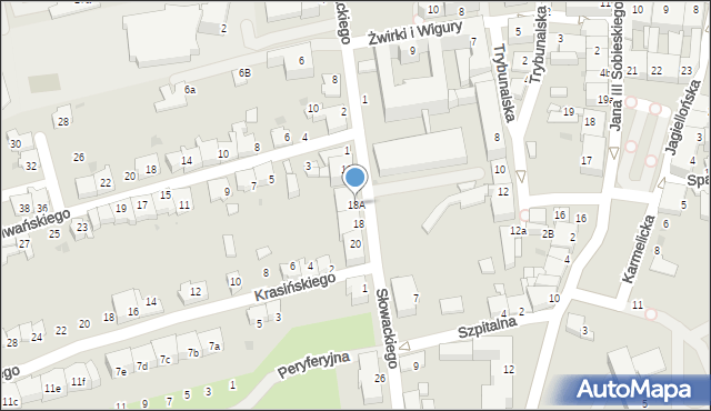 Wadowice, Słowackiego Juliusza, 18A, mapa Wadowice