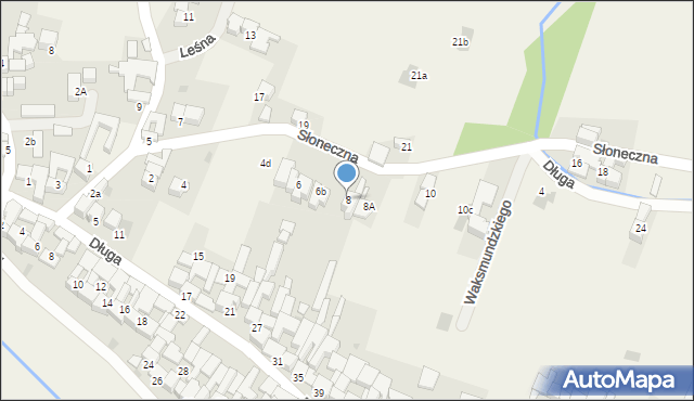 Waksmund, Słoneczna, 8, mapa Waksmund