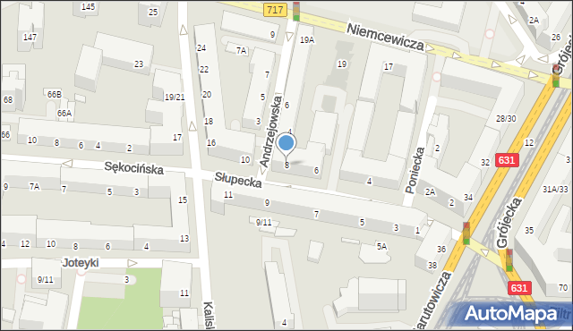 Warszawa, Słupecka, 8, mapa Warszawy