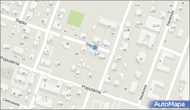 Warszawa, Śląska, 74, mapa Warszawy