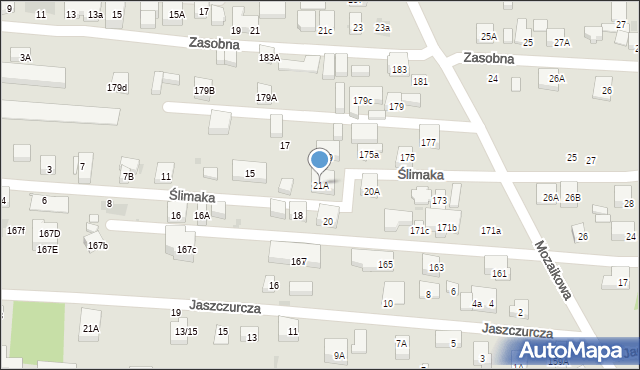 Warszawa, Ślimaka, 21A, mapa Warszawy