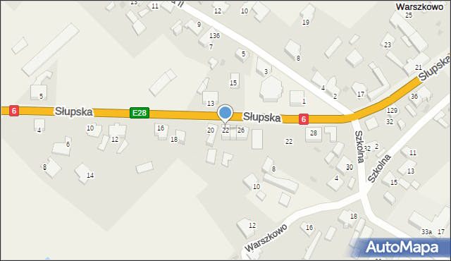 Warszkowo, Słupska, 22, mapa Warszkowo