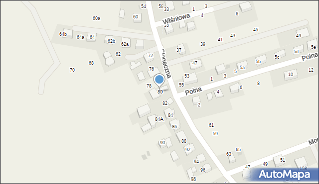 Więckowice, Słoneczna, 80, mapa Więckowice