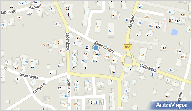 Wieliczka, Słowackiego Juliusza, 47B, mapa Wieliczka