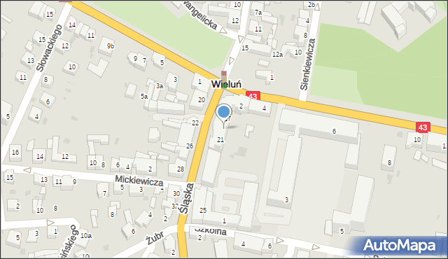 Wieluń, Śląska, 19, mapa Wieluń