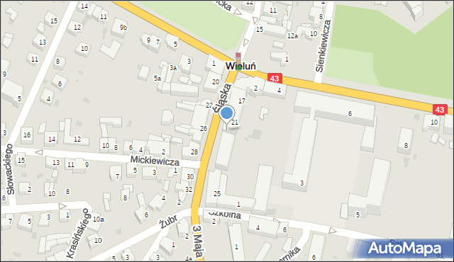 Wieluń, Śląska, 23, mapa Wieluń
