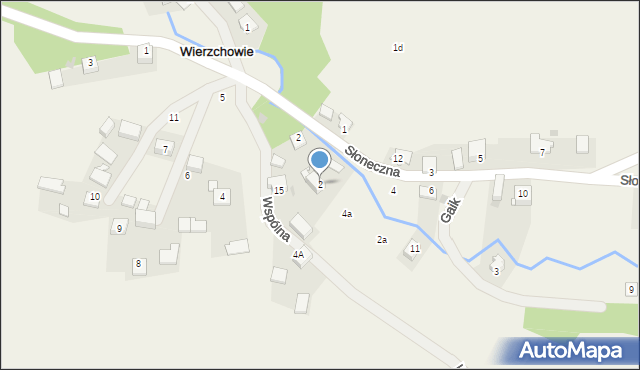 Wierzchowie, Słoneczna, 2, mapa Wierzchowie