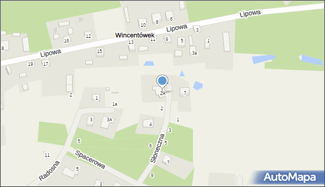 Wincentówek, Słoneczna, 2A, mapa Wincentówek