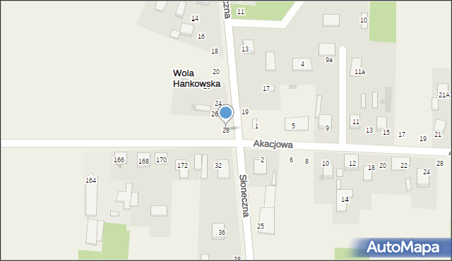 Wola Hankowska, Słoneczna, 28, mapa Wola Hankowska