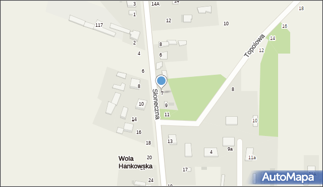 Wola Hankowska, Słoneczna, 7, mapa Wola Hankowska