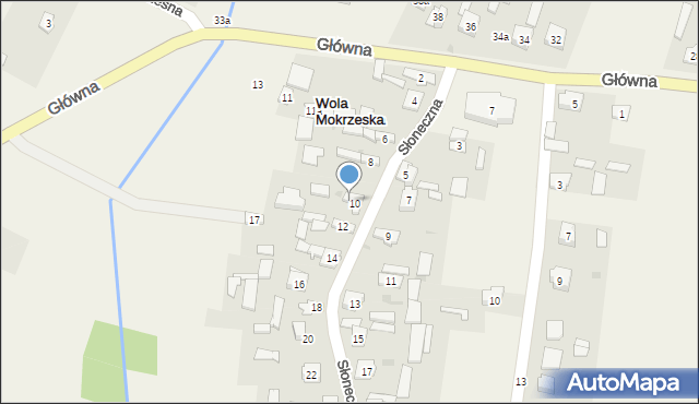 Wola Mokrzeska, Słoneczna, 10A, mapa Wola Mokrzeska