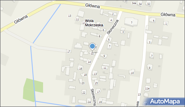 Wola Mokrzeska, Słoneczna, 12, mapa Wola Mokrzeska