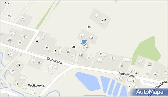 Wołkowyja, Słoneczna, 14, mapa Wołkowyja