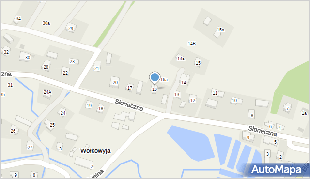 Wołkowyja, Słoneczna, 16, mapa Wołkowyja