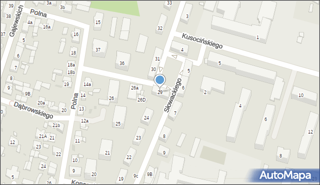 Wolsztyn, Słowackiego Juliusza, 29, mapa Wolsztyn