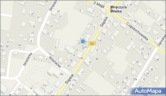 Wręczyca Wielka, Śląska, 12, mapa Wręczyca Wielka