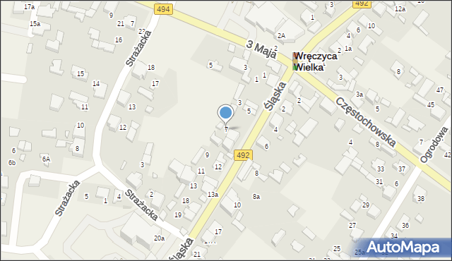 Wręczyca Wielka, Śląska, 7, mapa Wręczyca Wielka