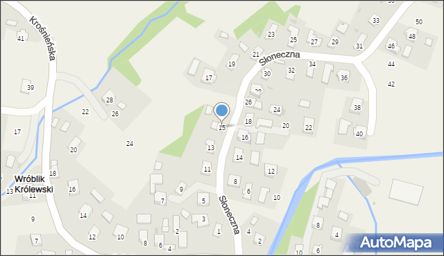 Wróblik Szlachecki, Słoneczna, 15, mapa Wróblik Szlachecki