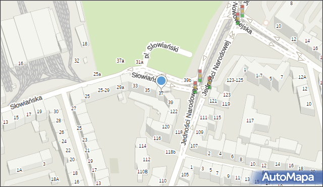Wrocław, Słowiańska, 37, mapa Wrocławia