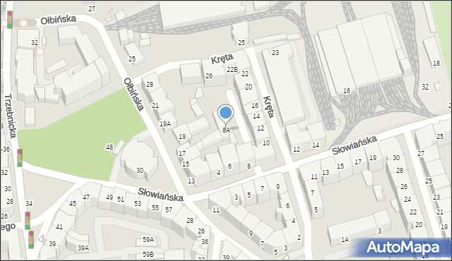 Wrocław, Słowiańska, 8A, mapa Wrocławia