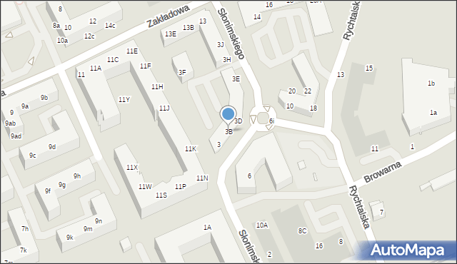 Wrocław, Słonimskiego Antoniego, 3B, mapa Wrocławia