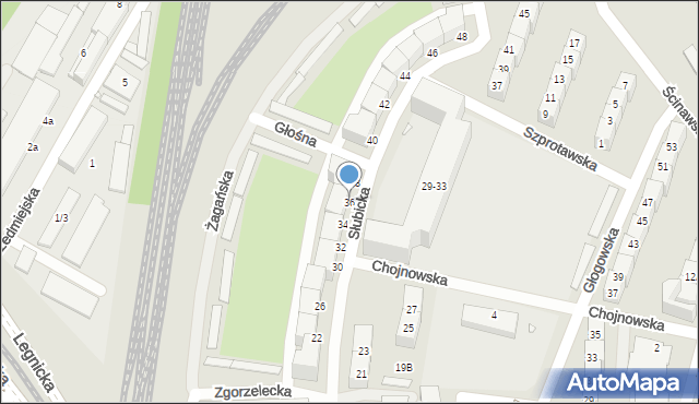 Wrocław, Słubicka, 36, mapa Wrocławia