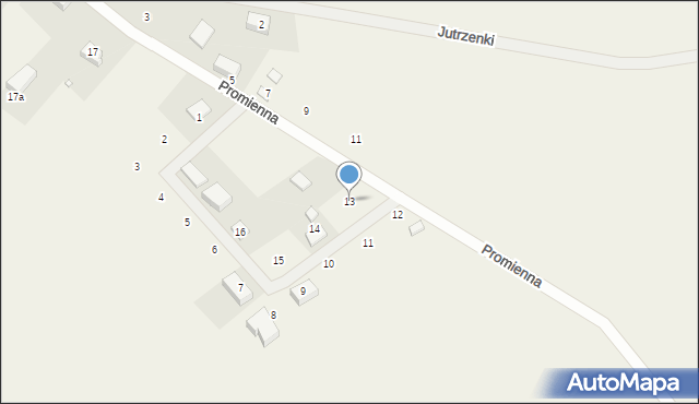 Wrzosowo, Słoneczna, 13, mapa Wrzosowo