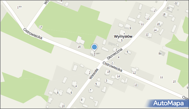 Wymysłów, Słoneczna, 1, mapa Wymysłów