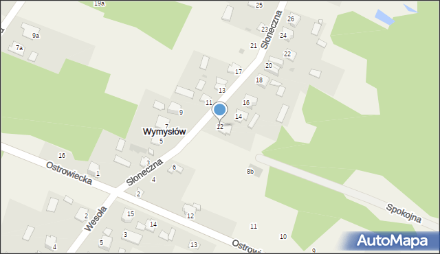 Wymysłów, Słoneczna, 12, mapa Wymysłów