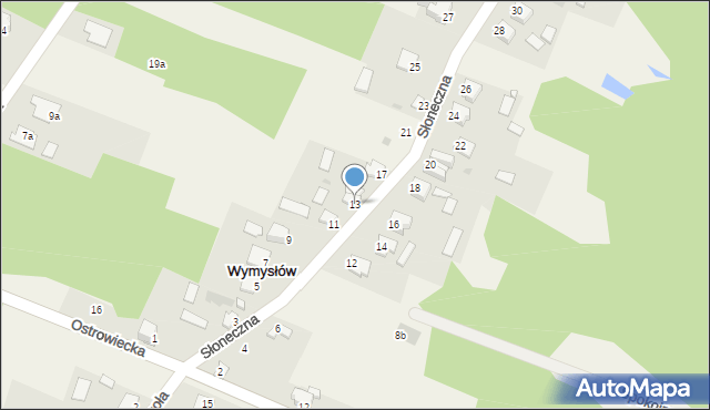 Wymysłów, Słoneczna, 13, mapa Wymysłów