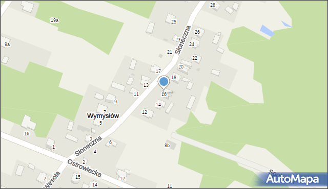 Wymysłów, Słoneczna, 16, mapa Wymysłów