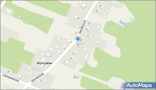 Wymysłów, Słoneczna, 18, mapa Wymysłów