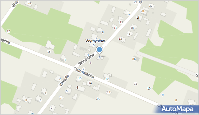 Wymysłów, Słoneczna, 6, mapa Wymysłów