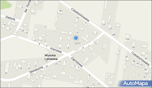 Wysoka Lelowska, Słoneczna, 4, mapa Wysoka Lelowska