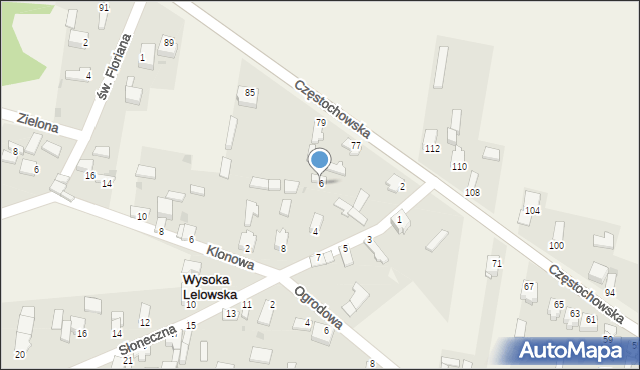 Wysoka Lelowska, Słoneczna, 6, mapa Wysoka Lelowska