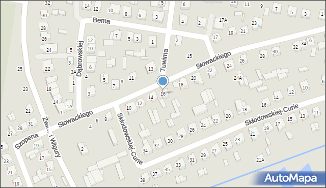 Wysokie Mazowieckie, Słowackiego Juliusza, 16, mapa Wysokie Mazowieckie