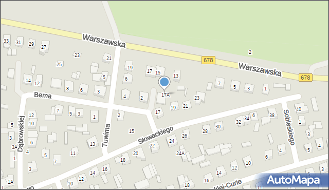 Wysokie Mazowieckie, Słowackiego Juliusza, 17A, mapa Wysokie Mazowieckie