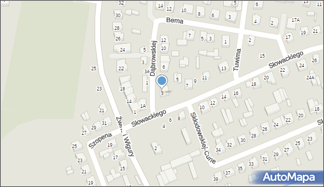 Wysokie Mazowieckie, Słowackiego Juliusza, 3, mapa Wysokie Mazowieckie