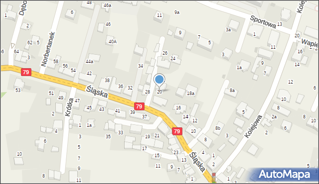 Zabierzów, Śląska, 20, mapa Zabierzów