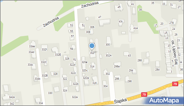 Zabierzów, Śląska, 312, mapa Zabierzów