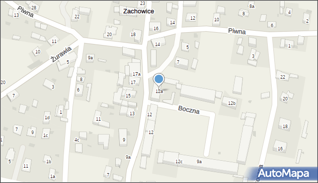 Zachowice, Słoneczna, 12a, mapa Zachowice